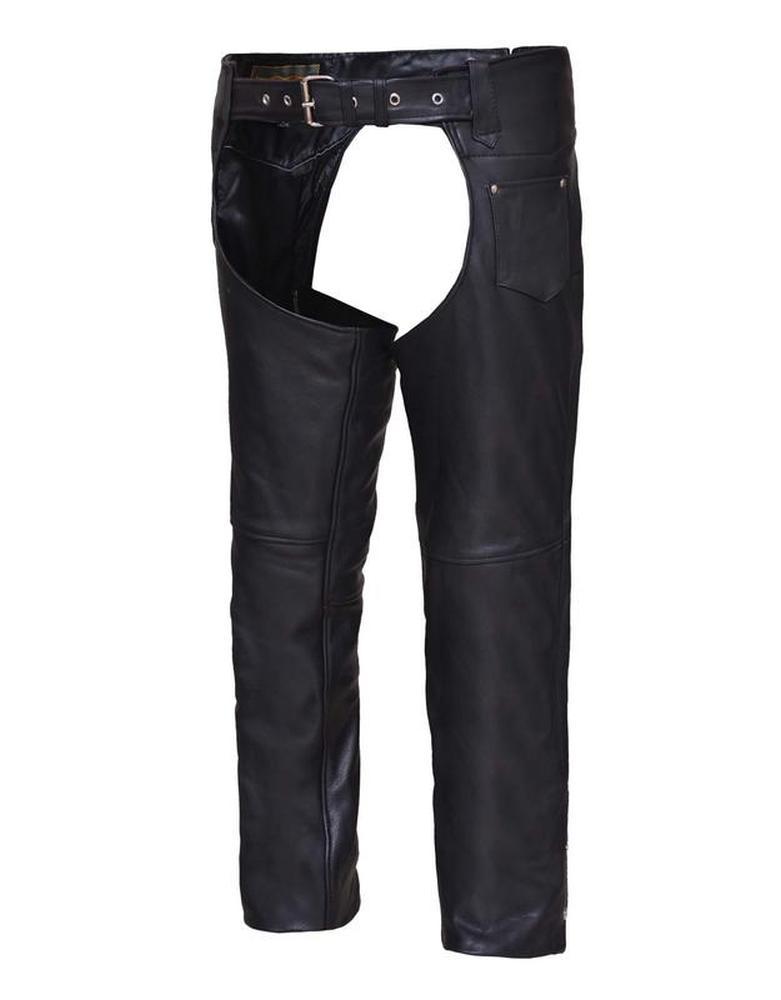 Unisex Naked Leather Coin Pocket Motorcycle Chaps,Black,Size - 3XS