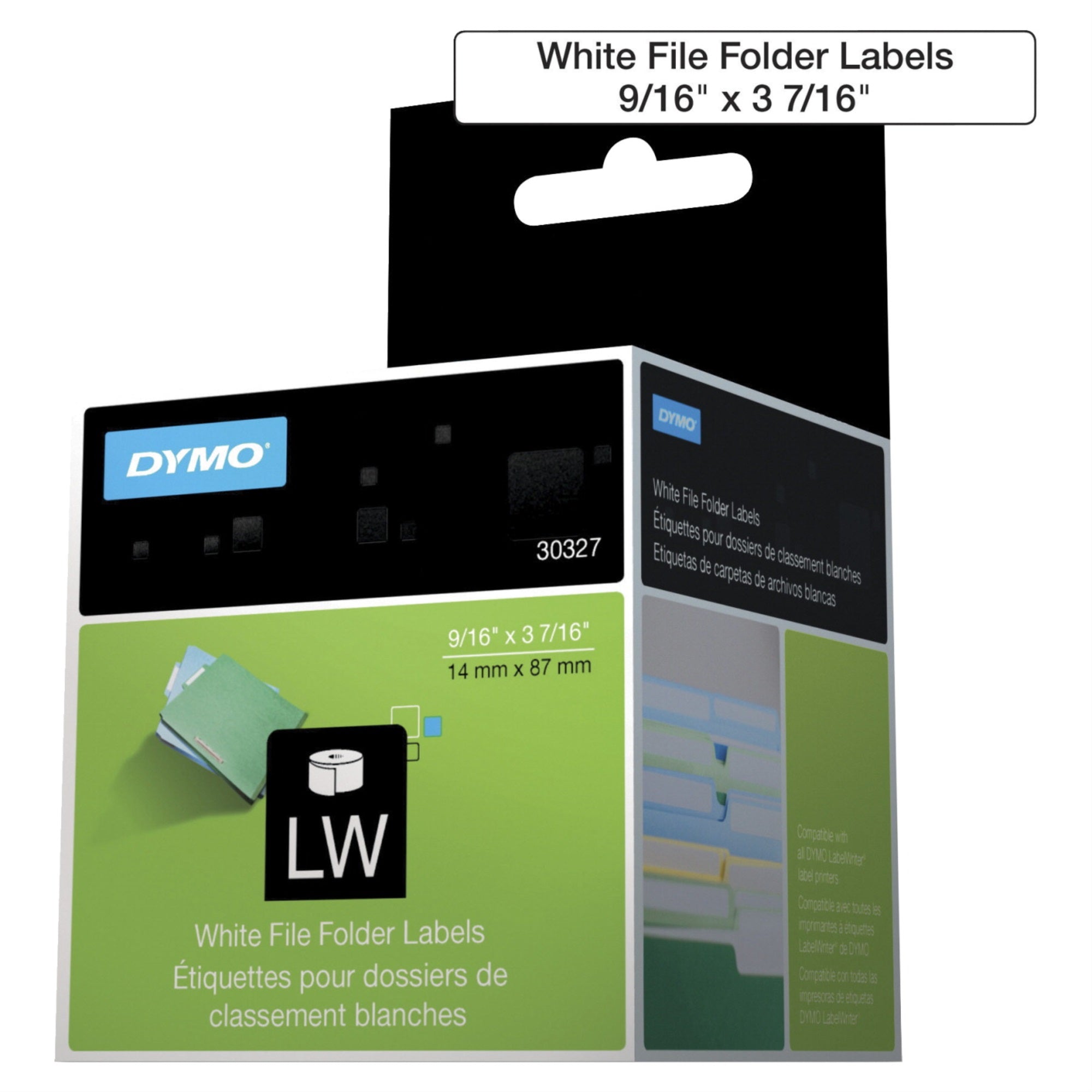 Dymo Labelwriter 400 Turbo Paper Rectangle Self-Adhesive File Folder Label, 9/16 X 3-7/16 Inches, White, Pack Of 130