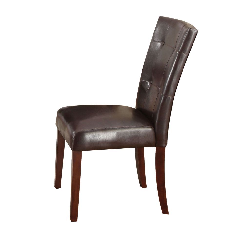 Yadlio Side Chair (Set of 2) - Transitional Dining Chairs Collection, PU Upholstery, Button Tufted Backrest, Walnut Tapered Legs