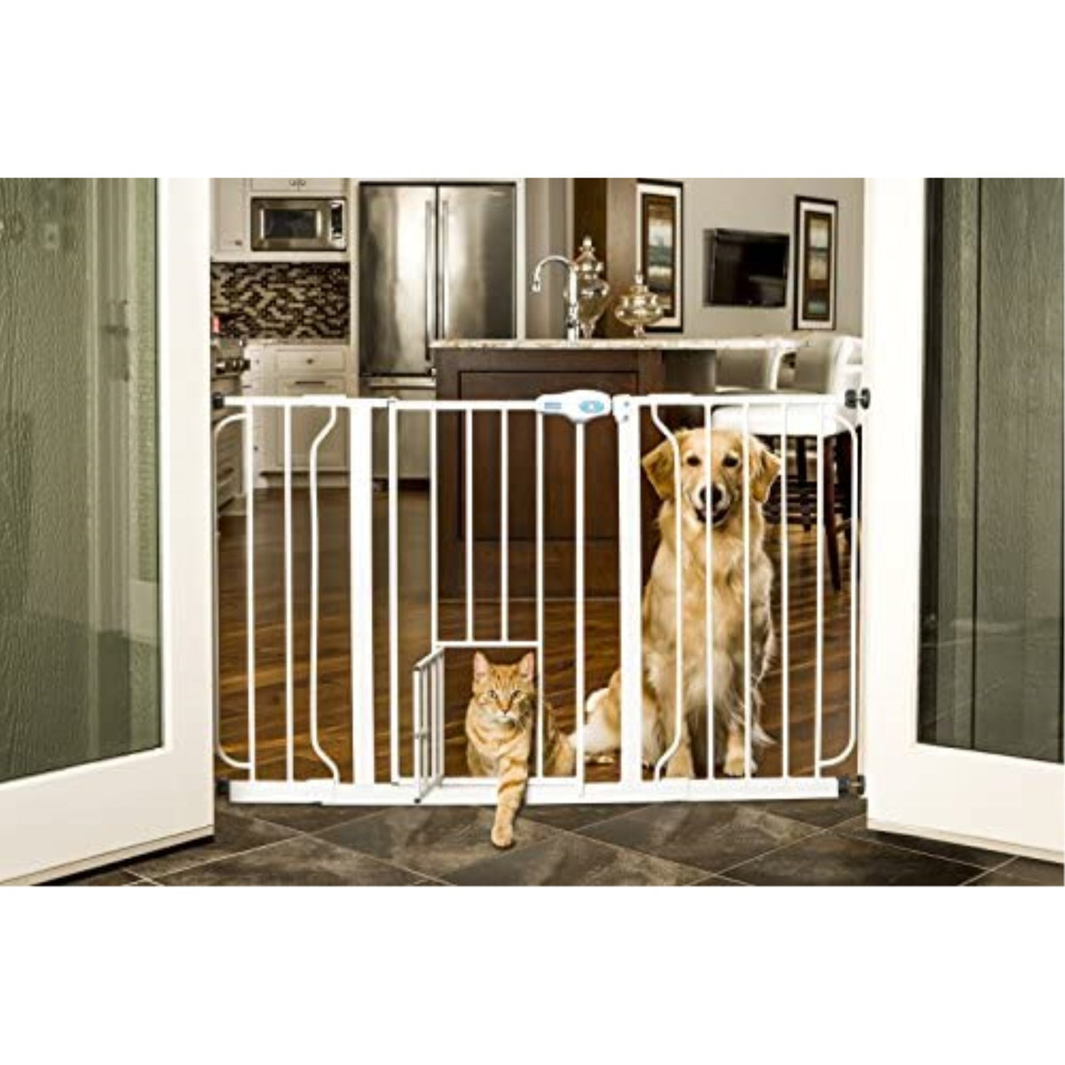 Extra Wide Pet Gate With Small Door