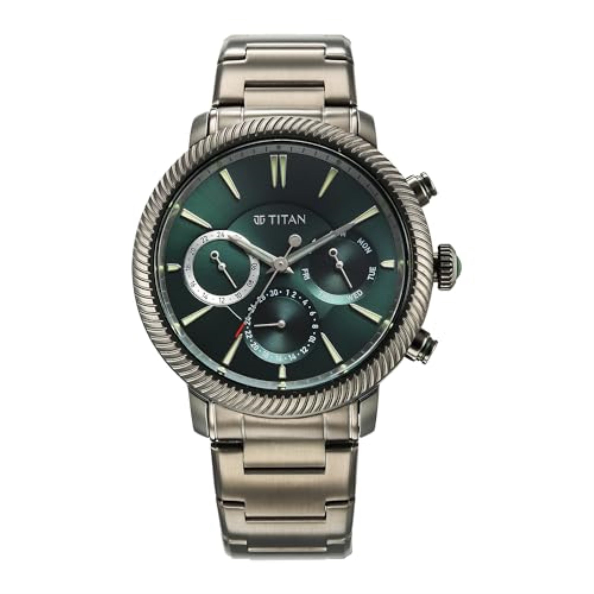 Titan Stellar Analog Green Dial Men's Stainless Steel Watch-10012QM01