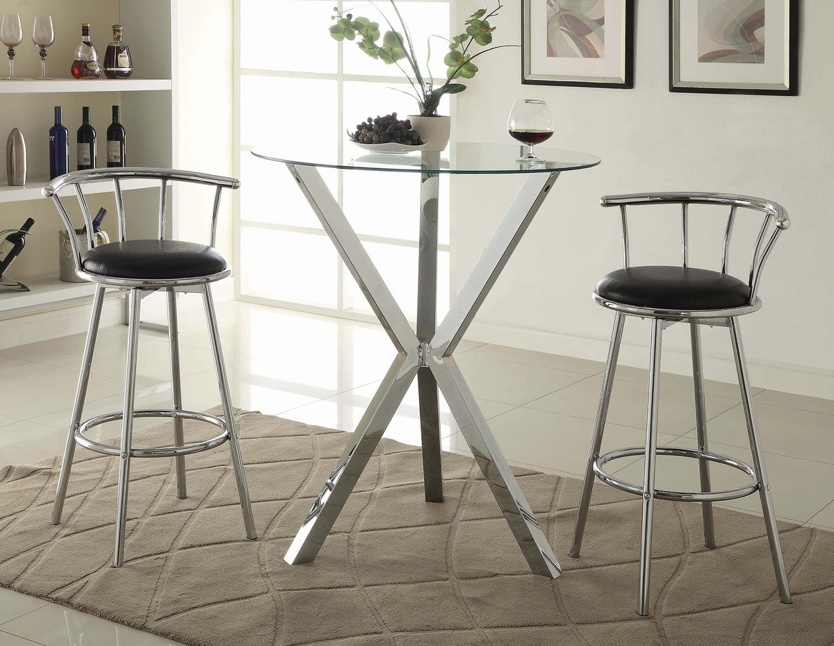 Casafoyer Contemporary Chrome Bar-Height Table|Glass Top|X-Shaped Chrome Base|Sleek And Functional Dining Space Solution'