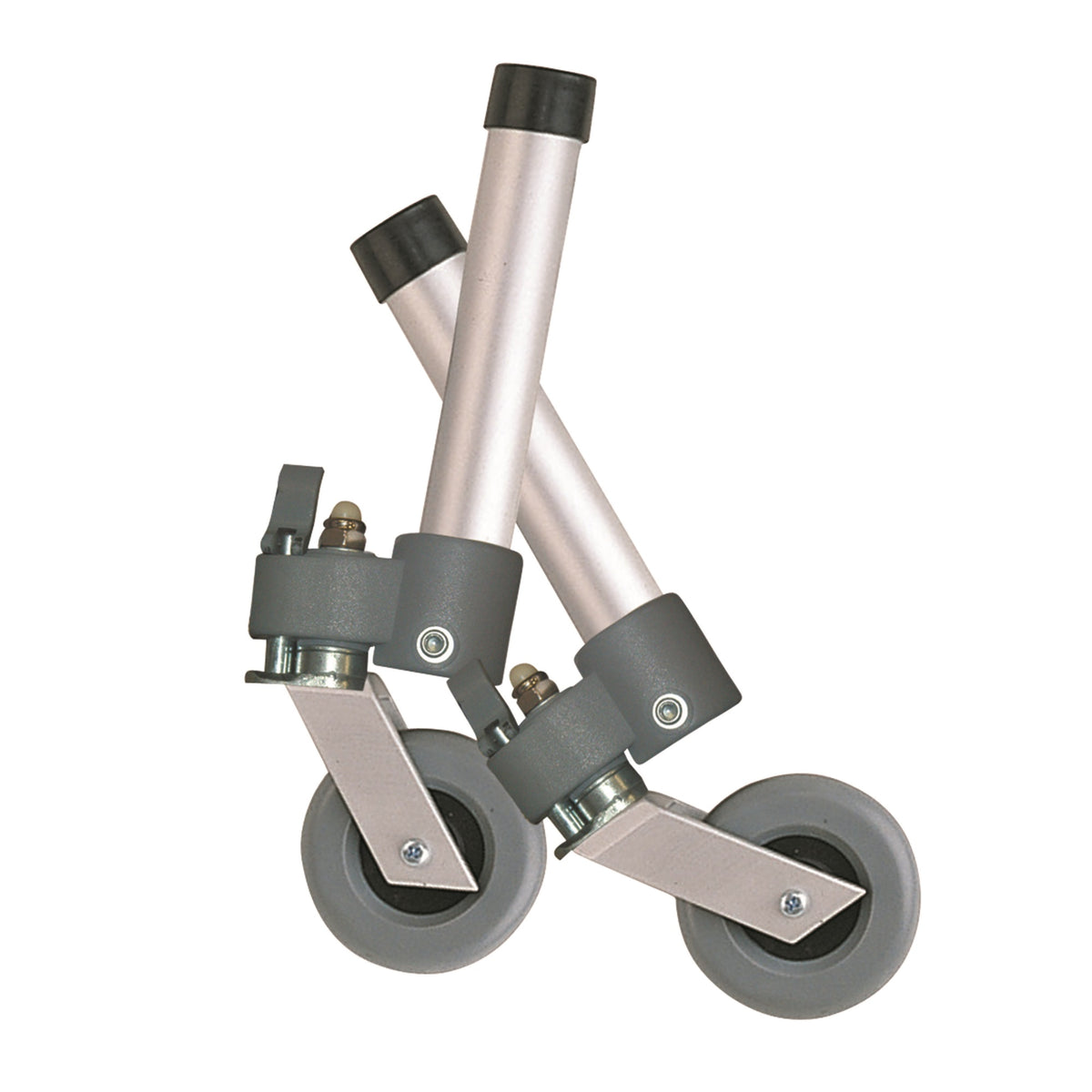 Drive Medical Locking Swivel Walker Wheels With Two Sets Of Rear Glides, Gray