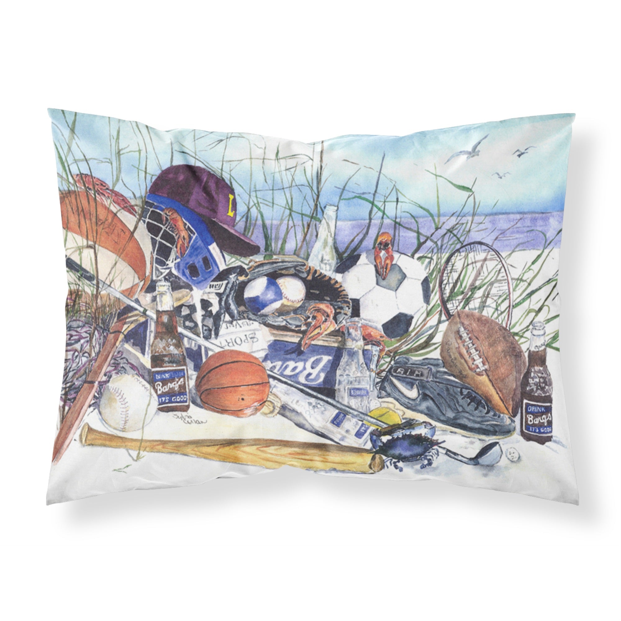 Caroline'S Treasures 1011Pillowcase Sports On The Beach Moisture Wicking Fabric Standard Pillowcase, Large, Multicolor