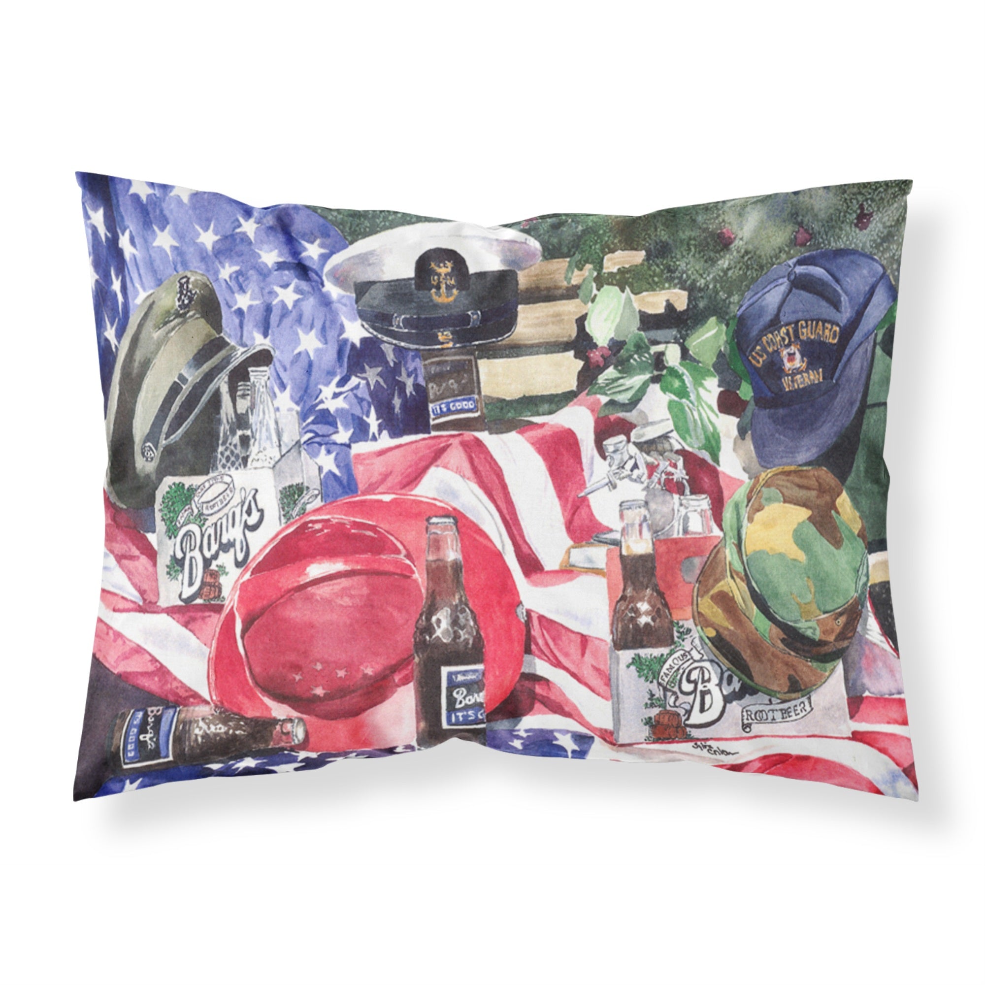 Caroline'S Treasures 1012Pillowcase Bar'S And Armed Forces Moisture Wicking Fabric Standard Pillowcase, Large, Multicolor