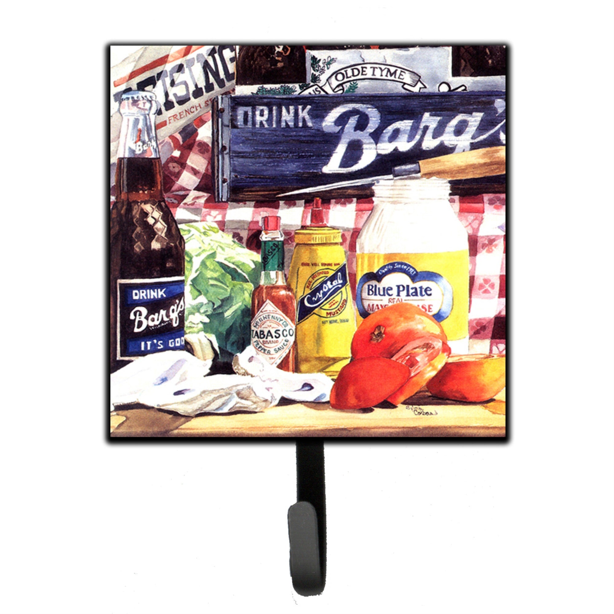 Caroline'S Treasures 1013Sh4 Blue Plate Mayonnaise, Barq'S And A Tomato Sandwich Leash Or Key Holder, Small, Multicolor