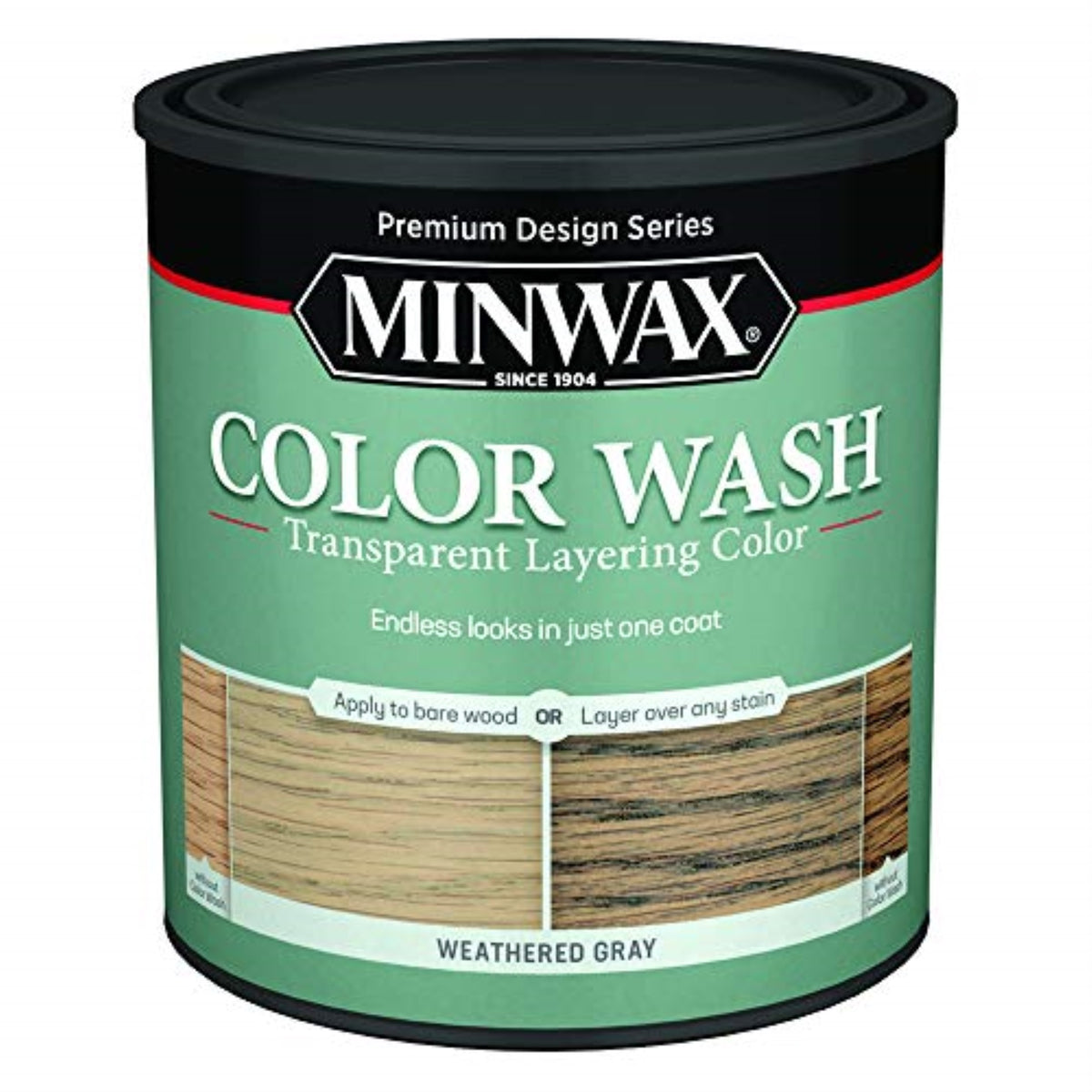 1015266 Wood Stain Weathered 1Qt Minwax Design Series Color Wash Transparent Weathered Gray Water-Based Wood Stain 1 Qt (Pack Of