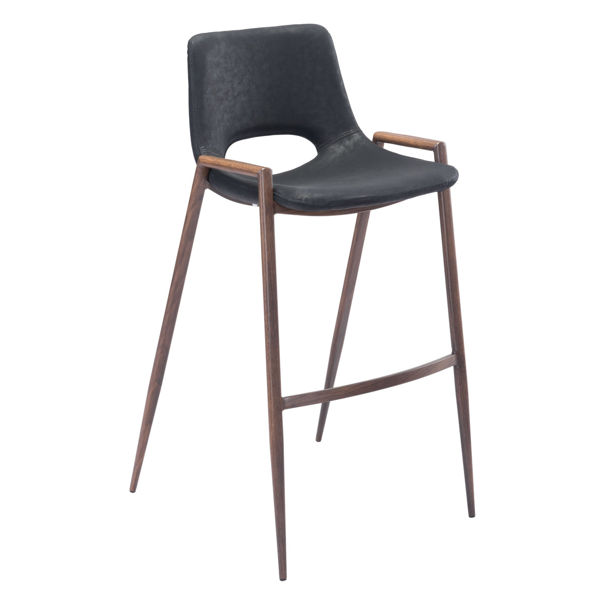 Desi Barstool (Set Of 2) Black And Walnut