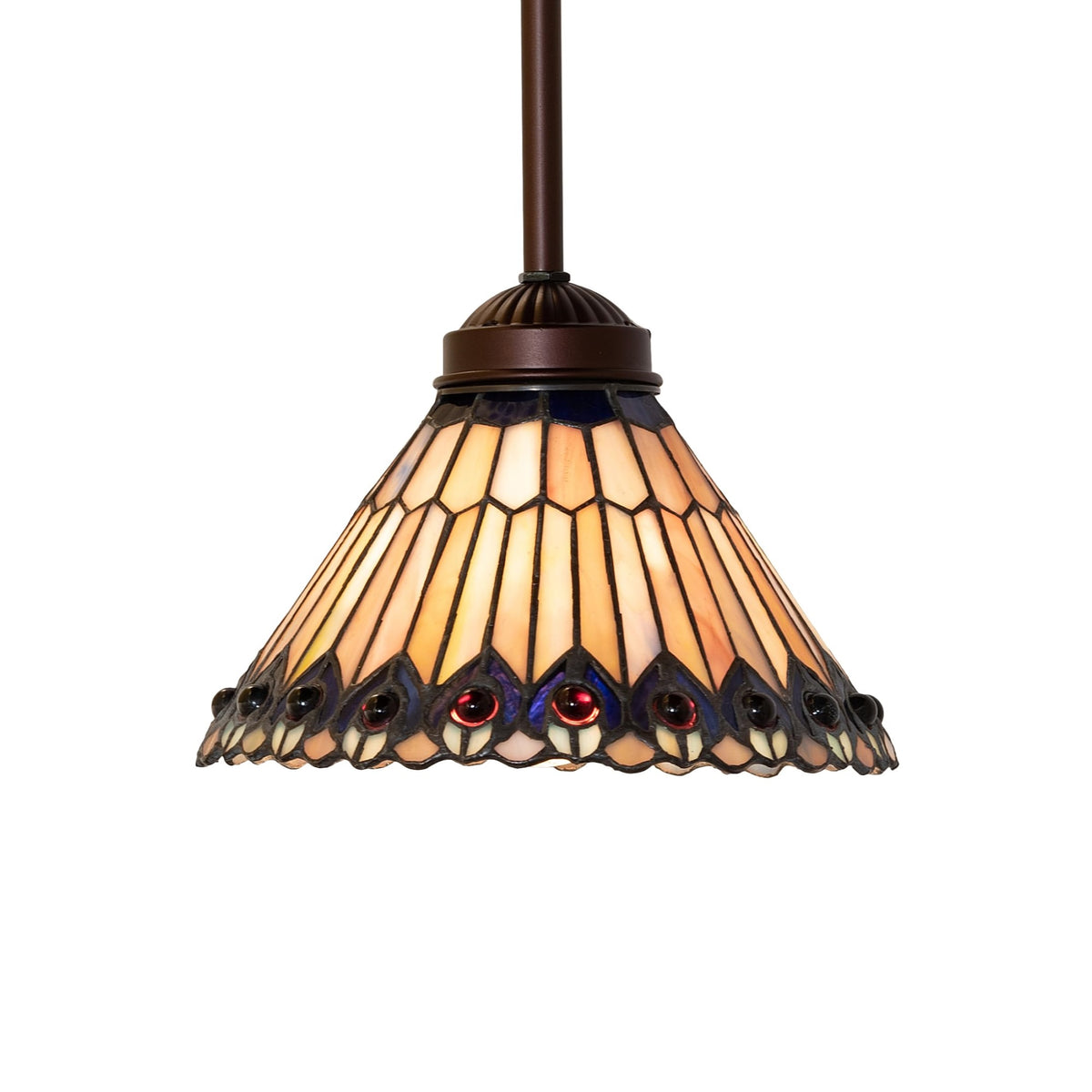 8' Wide Tiffany Jeweled Peacock Mini Pendant