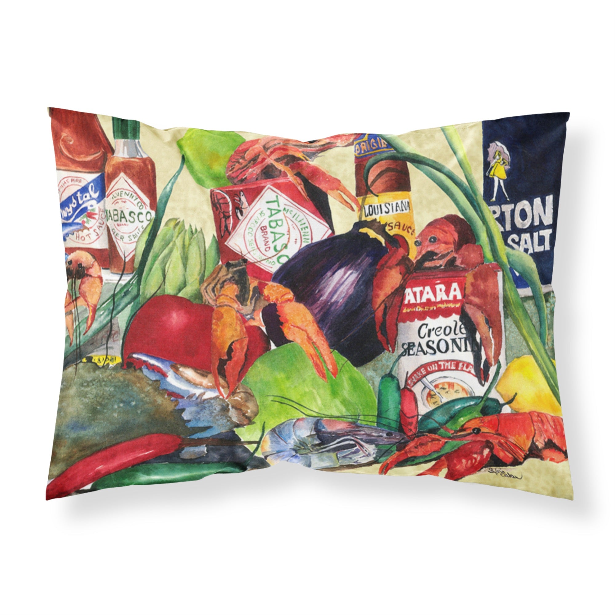 Caroline'S Treasures 1020Pillowcase Spices And Crawfish Moisture Wicking Fabric Standard Pillowcase, Large, Multicolor