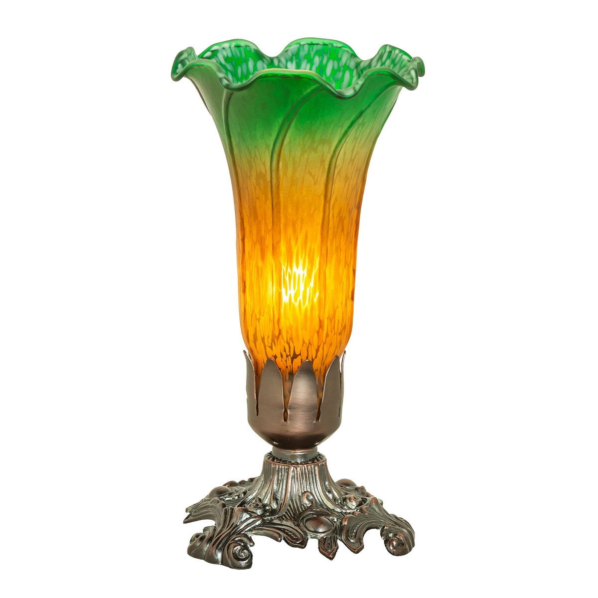 7.5' High Amber/Green Tiffany Pond Lily Victorian Accent Lamp