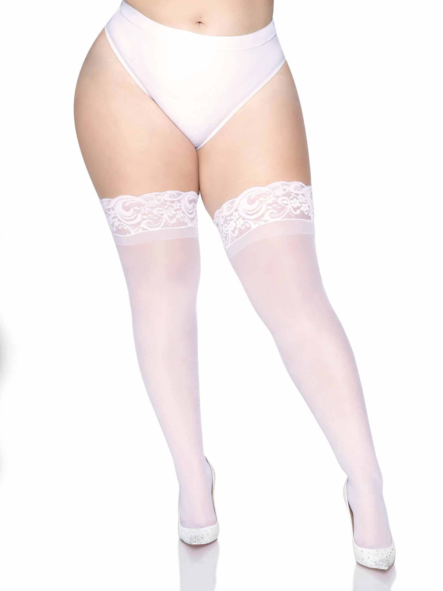 Plus Size Stay Up Lycra Sheer