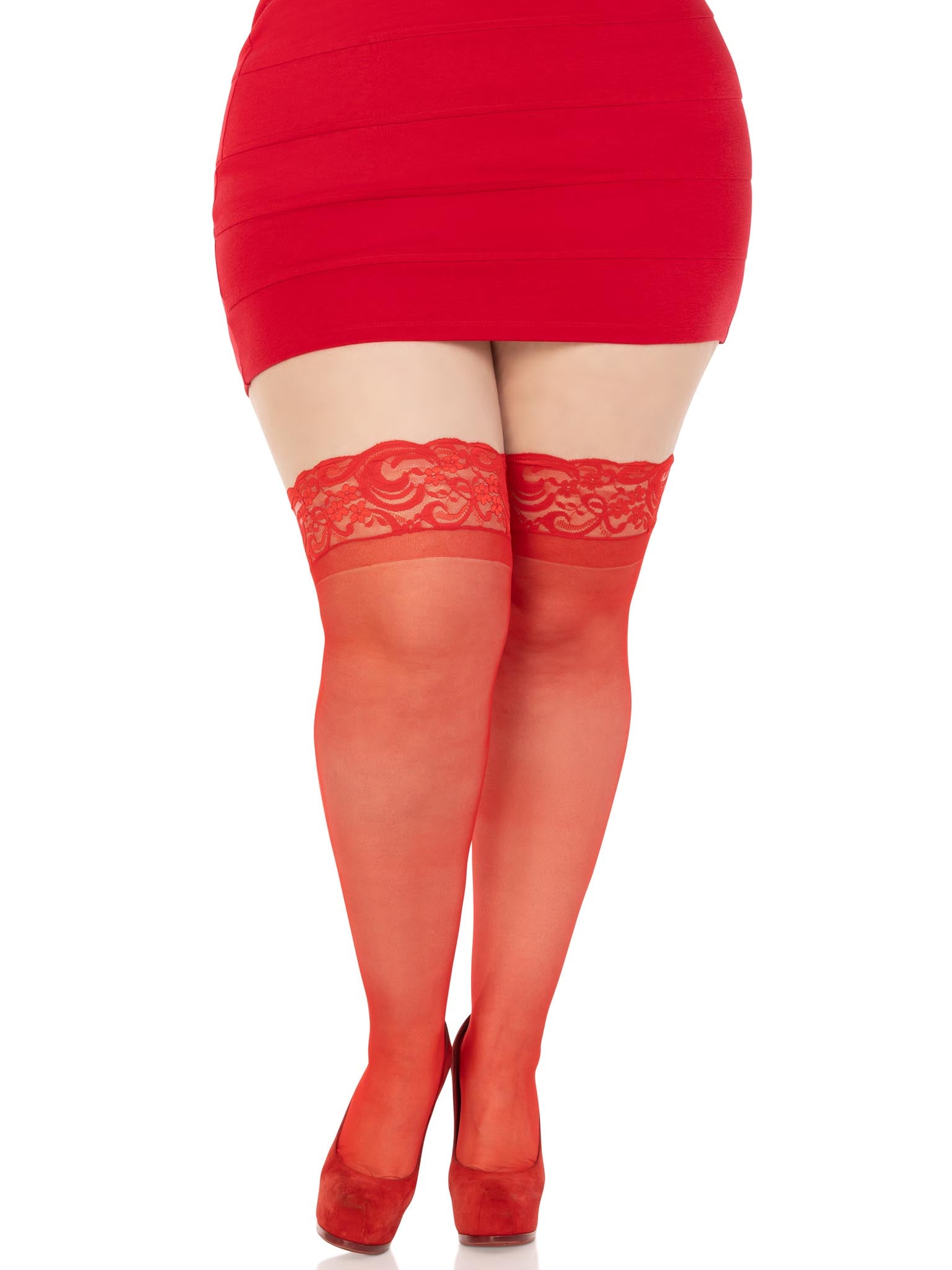Plus Size Stay Up Lycra Sheer