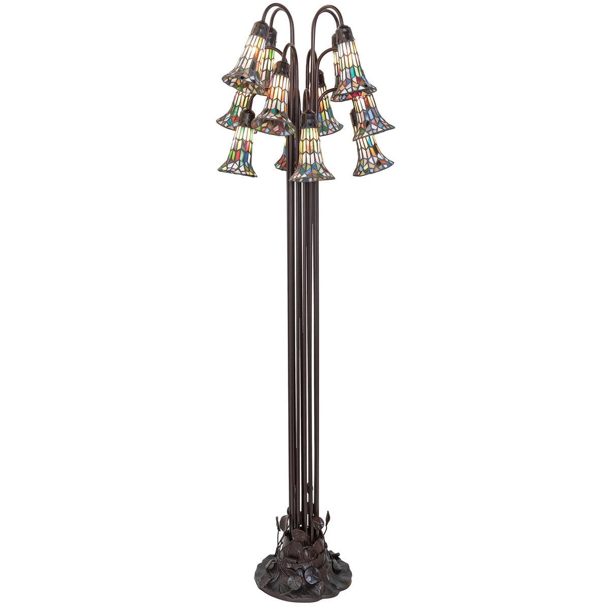 63' High Stained Glass Pond Lily 12 Light Floor Lamp