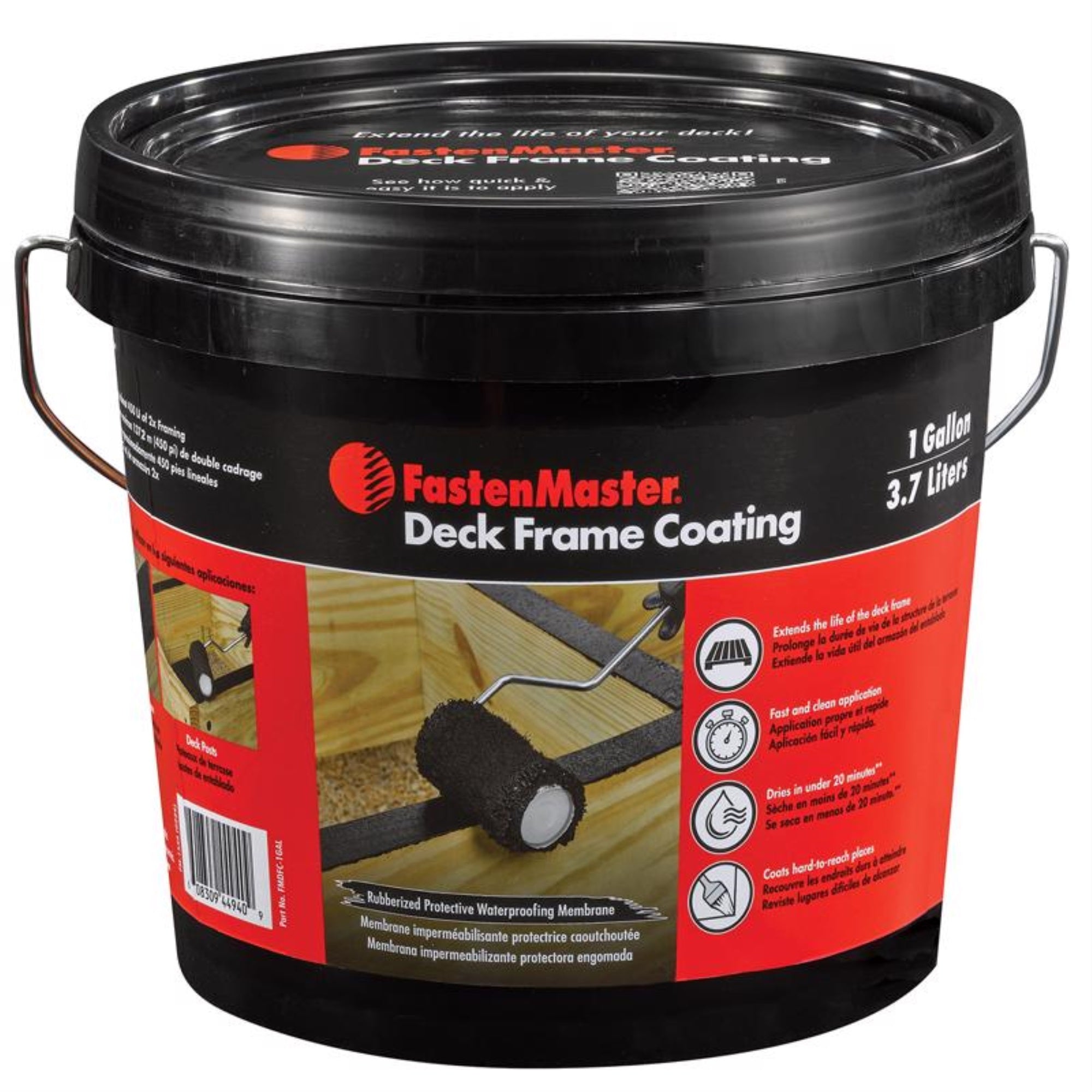 FastenMaster Deck Frame Coating Black Liquid Rubber Sealant Coating 1 gal, (Pack of 1)