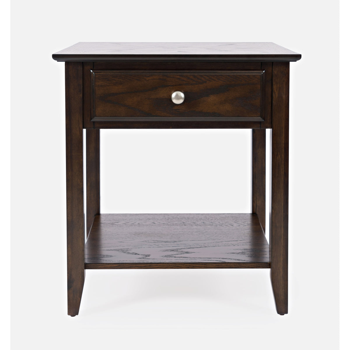 Modern Espresso Traditional End Table With Drawer And Shelf