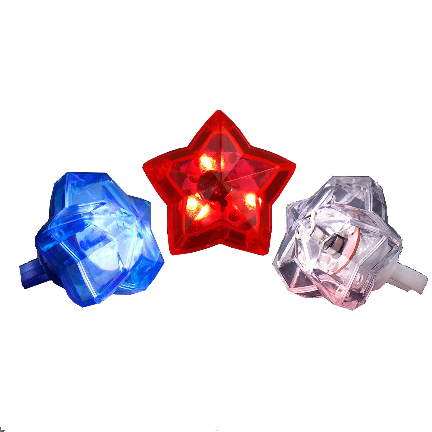 Huge Gem Star Ring Red White Blue