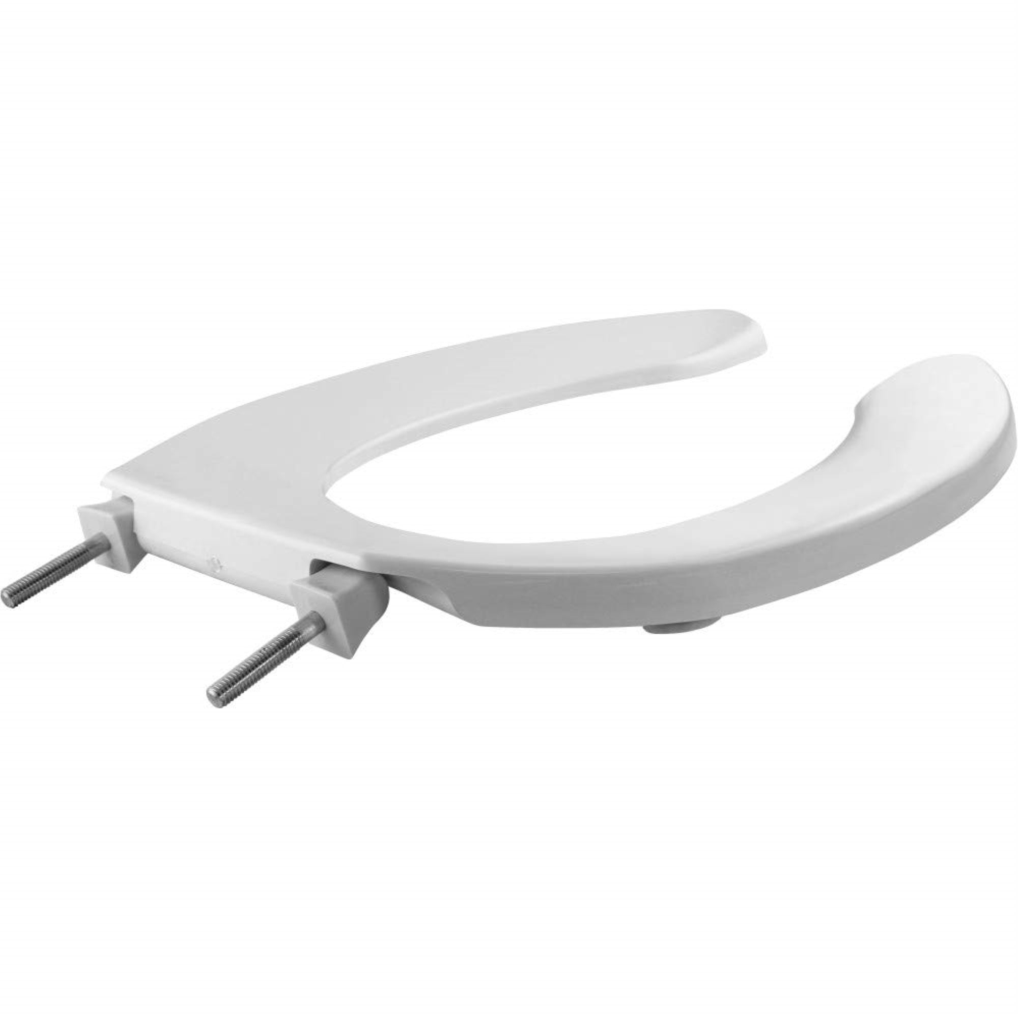 Bemis Elongated Plastic Open Front Less Cover Toilet Seat In White With Check Hinge