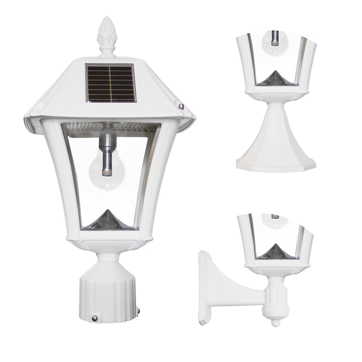 Baytown Ii Bulb Solar Light With Gs Light Bulb- Wall/Pier/3 Fitter Mounts - White