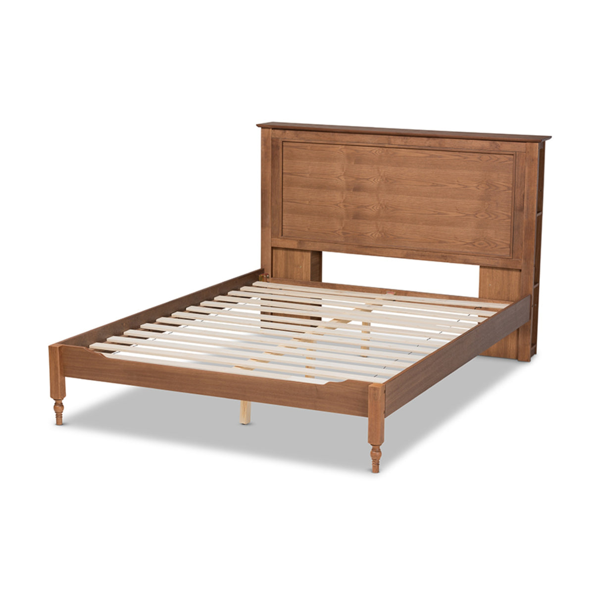 Baxton Studio Danielle Traditional And Transitional Rustic Ash Walnut Brown Finished Wood Queen Size Platform Storage Bed With B
