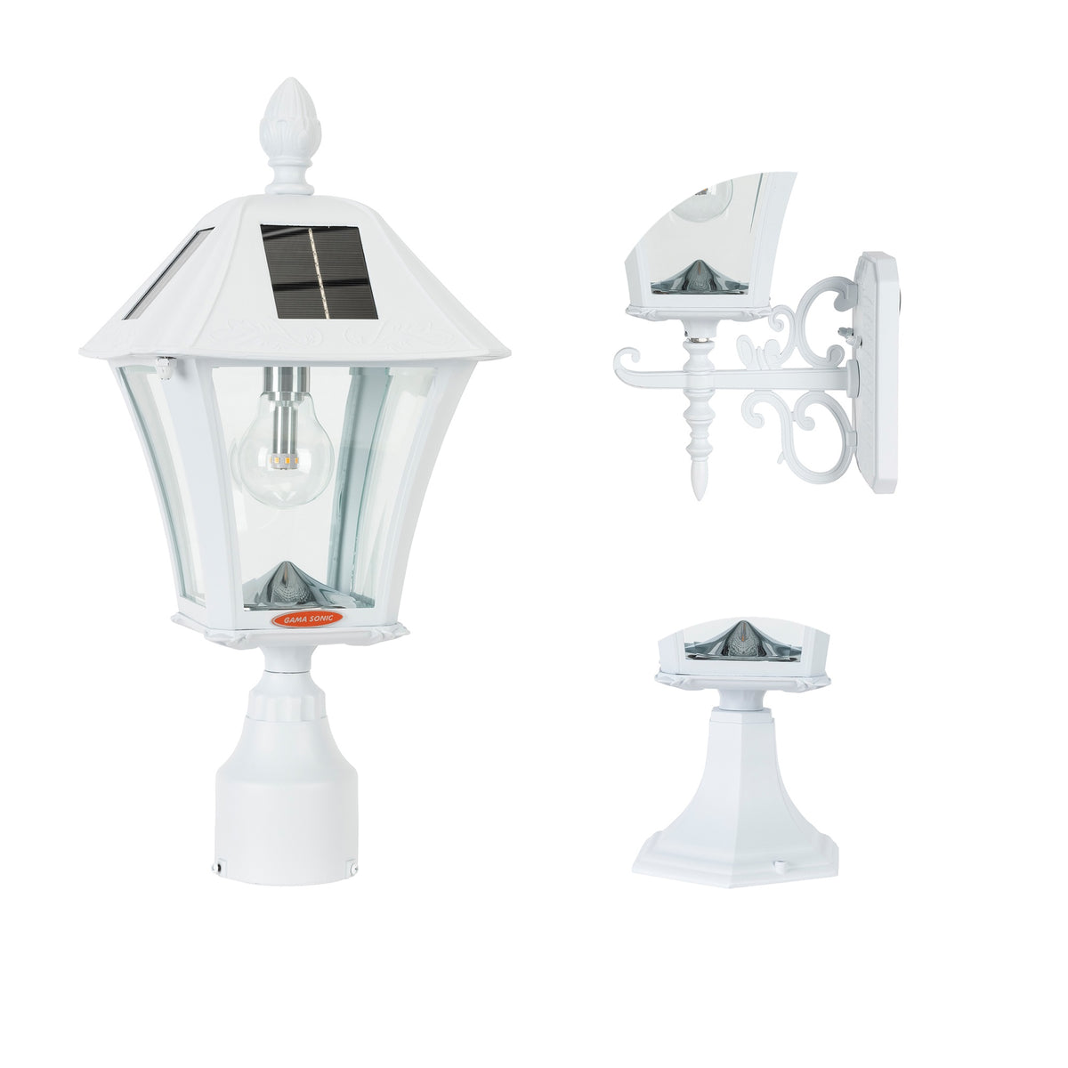 Baytown Bulb Solar Lamp - Wall/Pier/3 Fitter Mounts - White