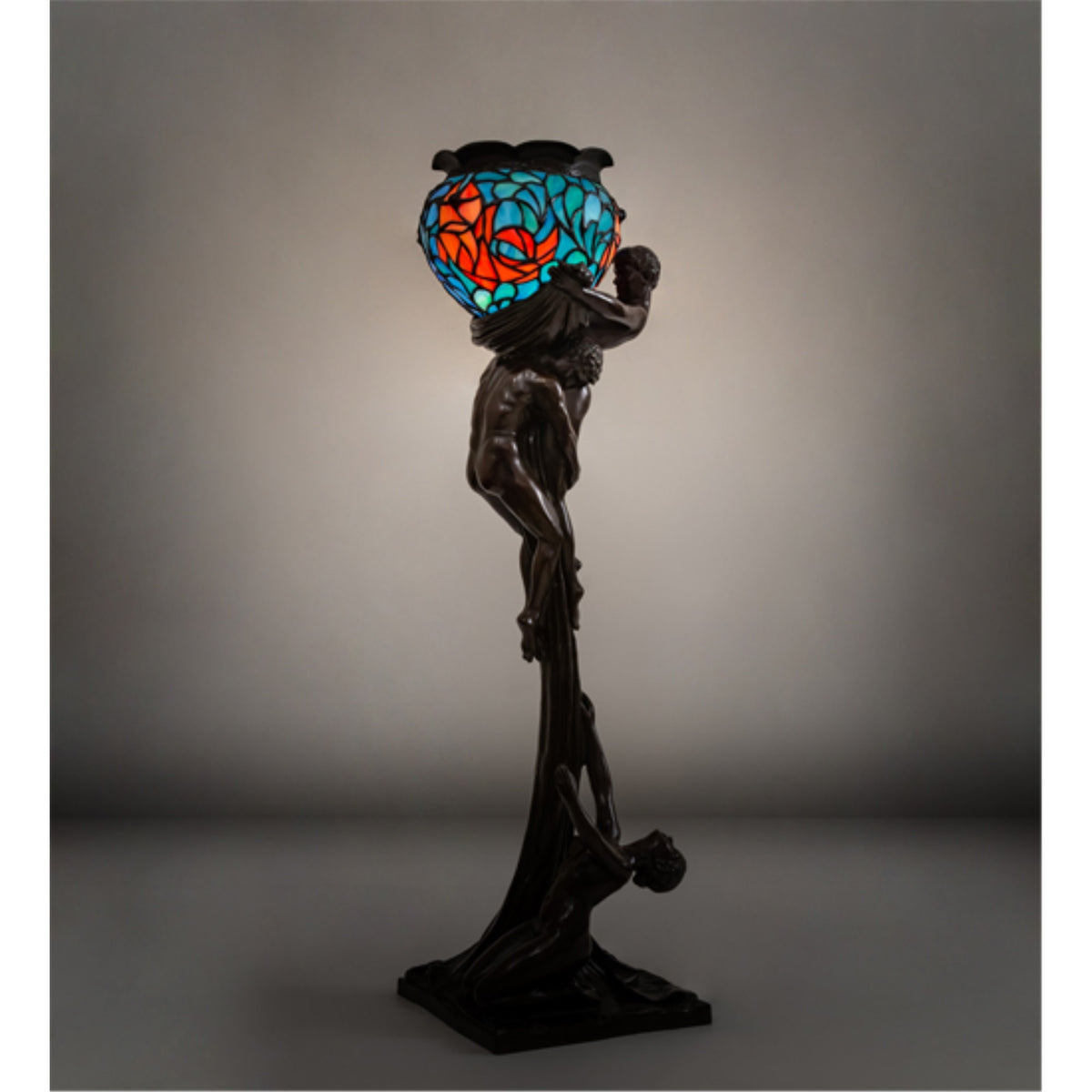 35' High Lovers' Trangle W/Tiffany Goldfish Table Lamp