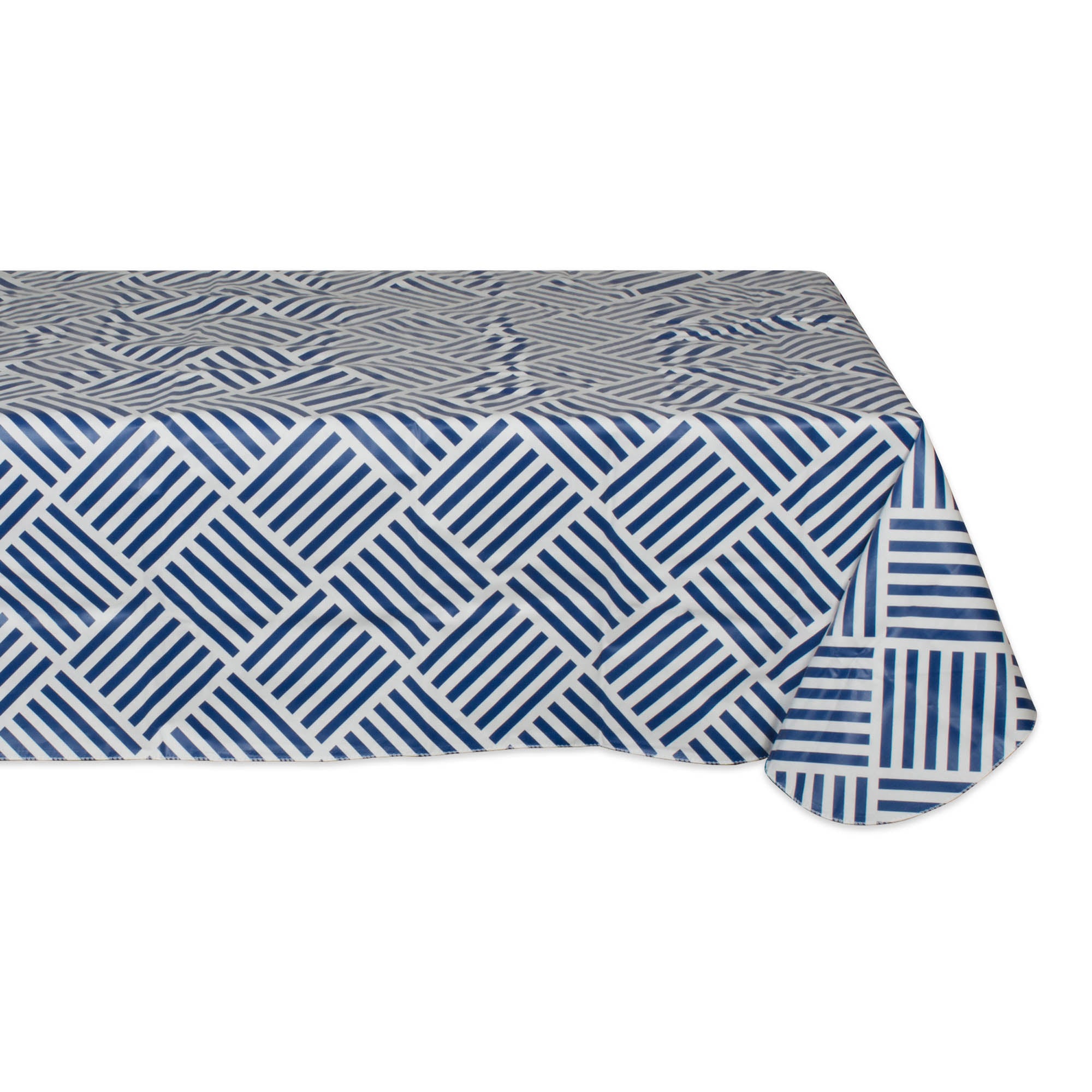 J&M Navy Grid Vinyl Tablecloth 52X70