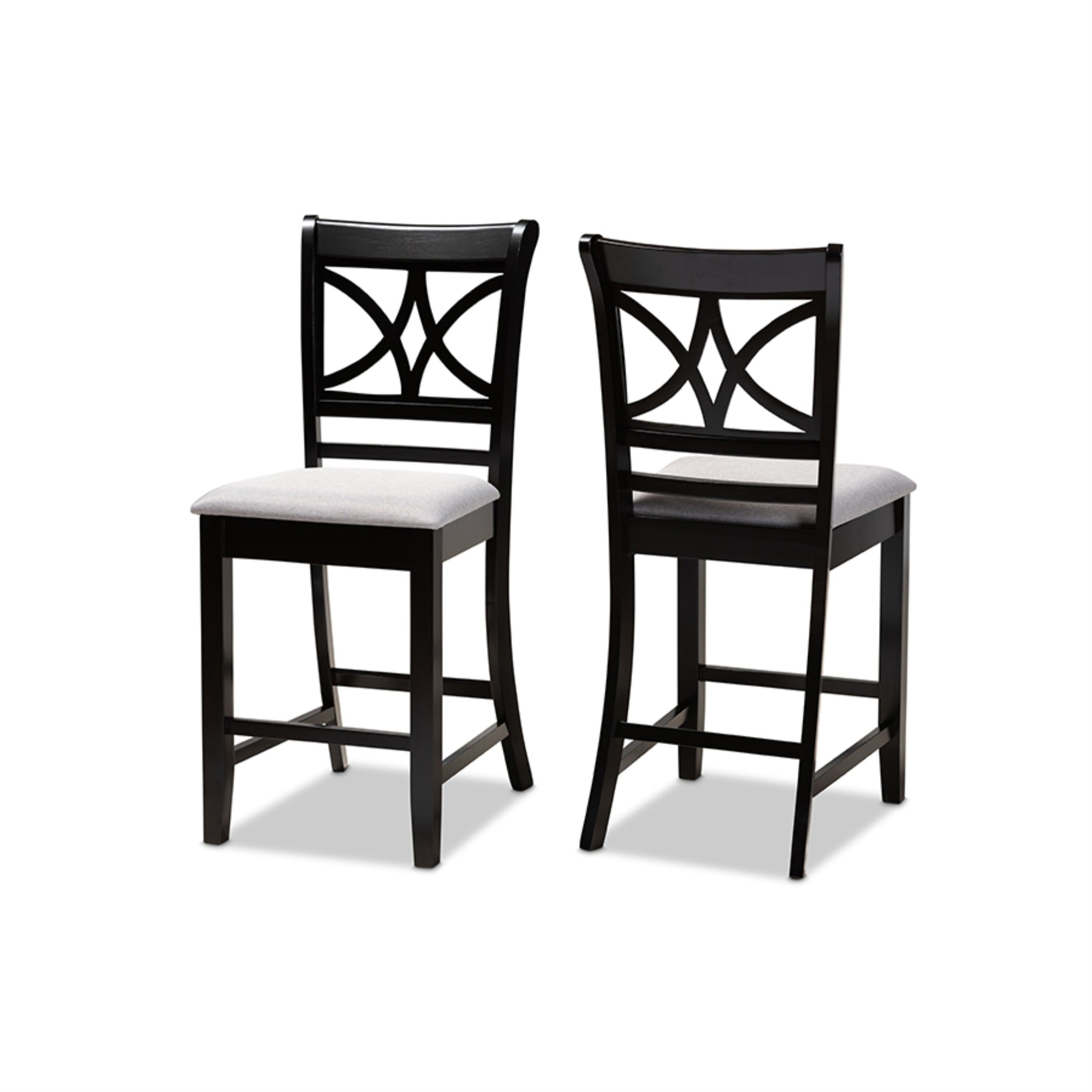 Baxton Studio Chandler Modern and Contemporary Grey Fabric Upholstered and Espresso Brown Finished Wood 2-Piece Counter Height Pub Chair Set