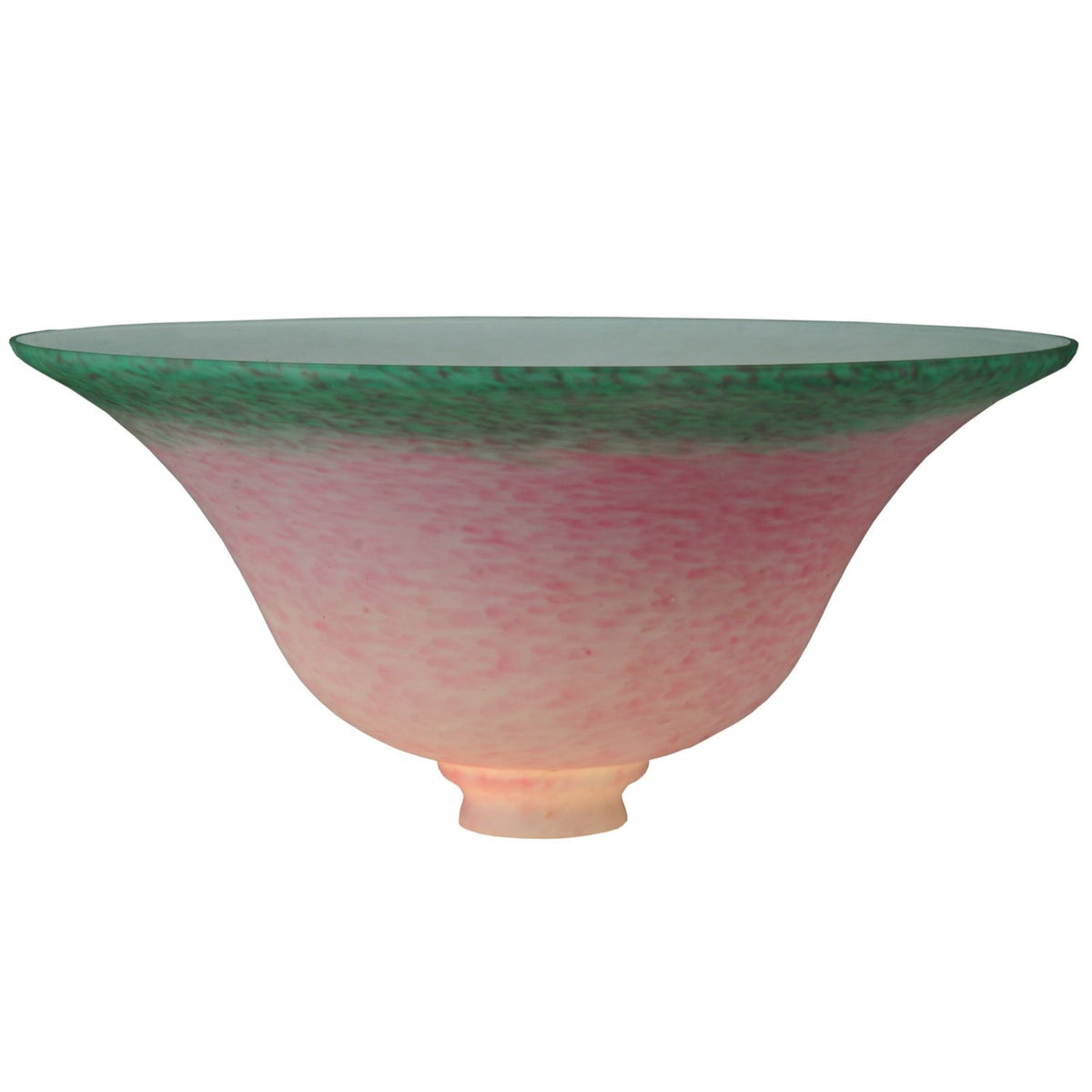 13' Wide Pate-De-Verre Bell Pink & Green Shade