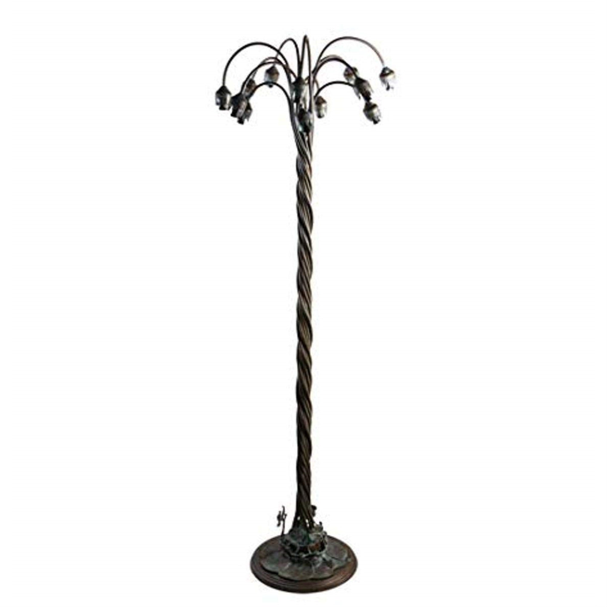 61' High Bronze Lily 12 Light Floor Base