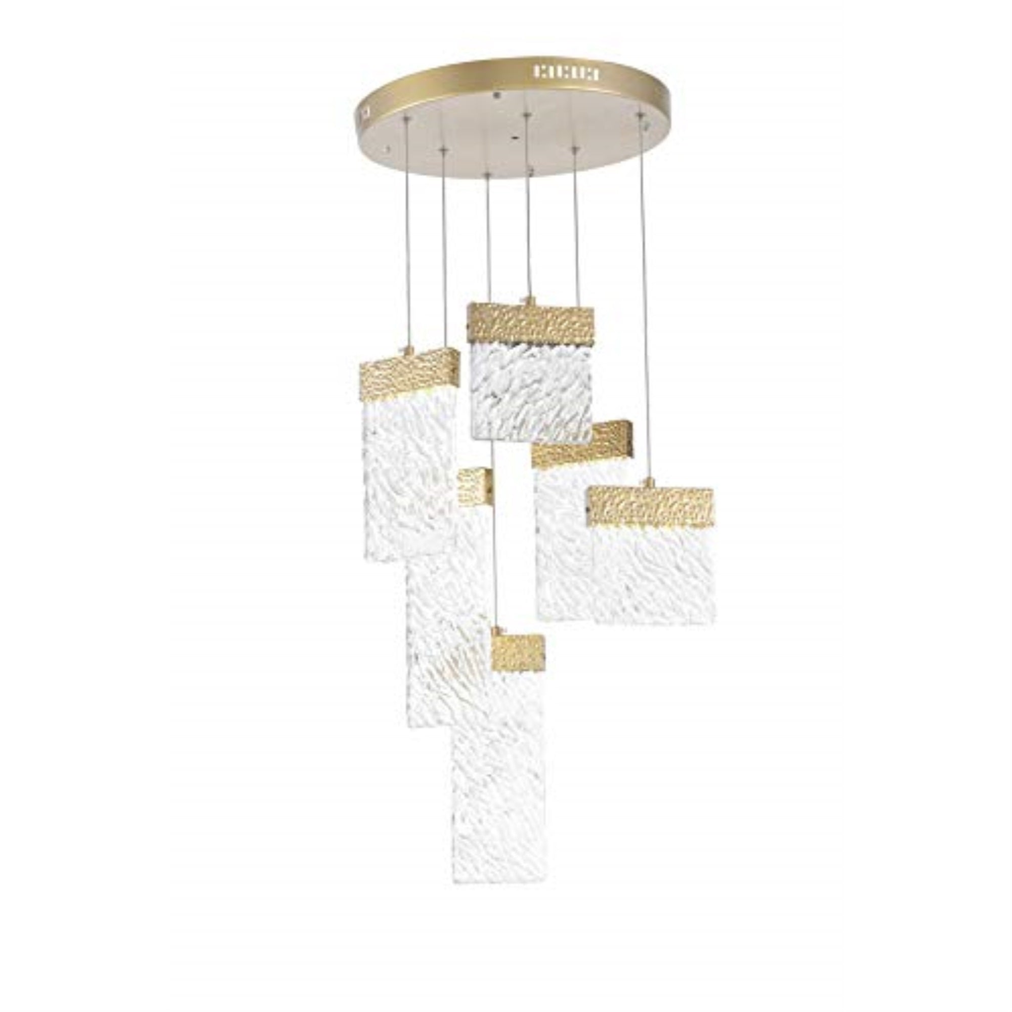 Led Chandelier With Gold Leaf Finish
