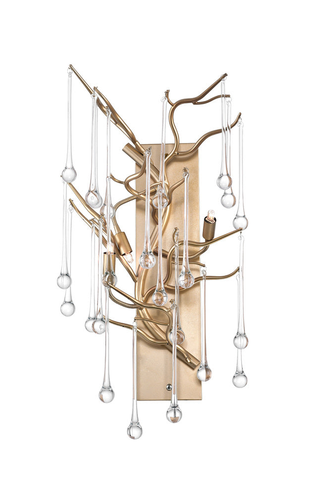 3 Light Wall Sconce With Gold Leaf Finish