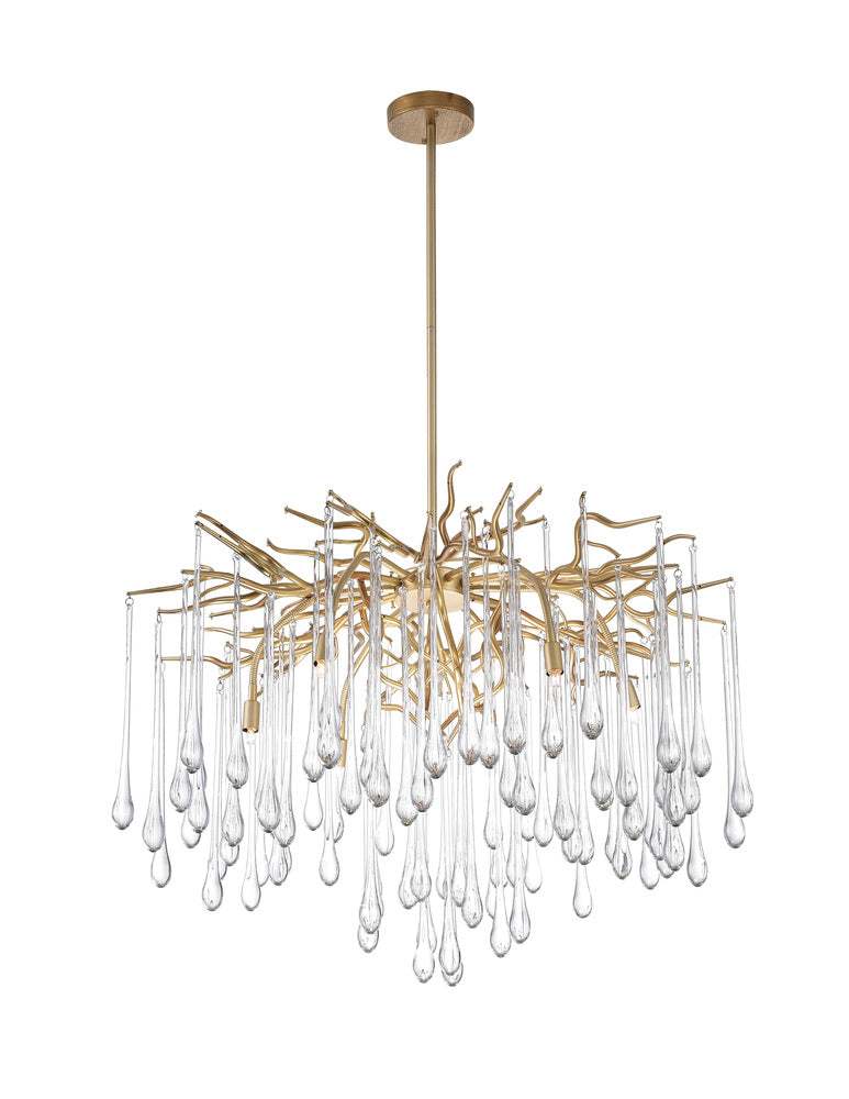 6 Light Chandelier With Gold Leaf Finish