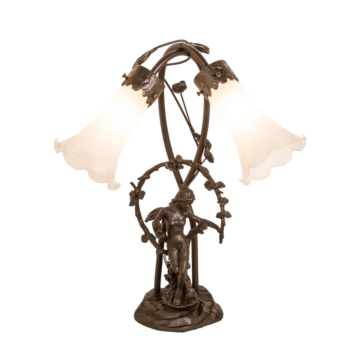 17' High White Tiffany Pond Lily 2 Light Trellis Girl Accent Lamp