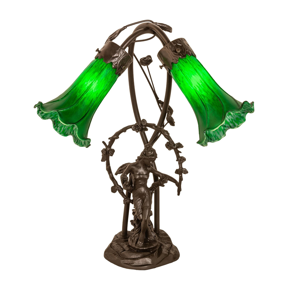 17' High Green Tiffany Pond Lily 2 Light Trellis Girl Accent Lamp