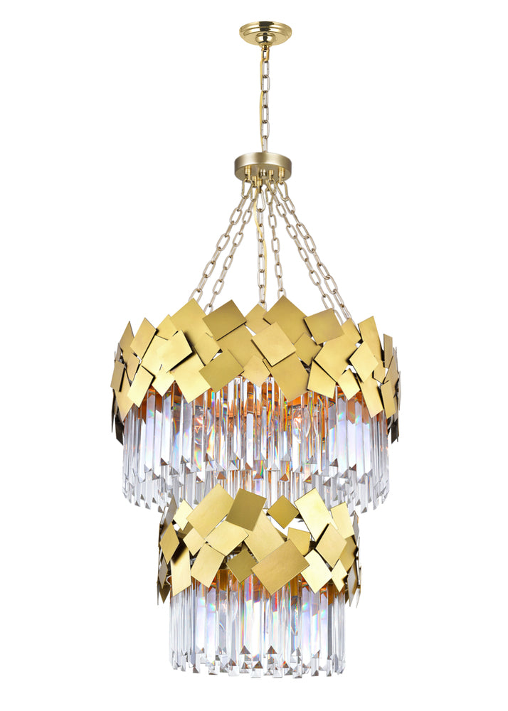 10 Light Down Chandelier With Medallion Gold Finish