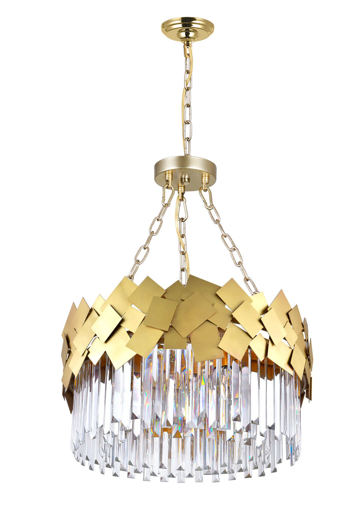 6 Light Down Chandelier With Medallion Gold Finish