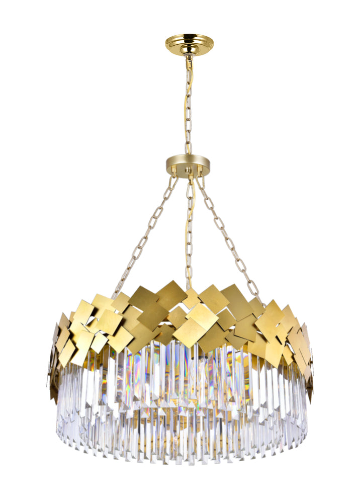 8 Light Down Chandelier With Medallion Gold Finish