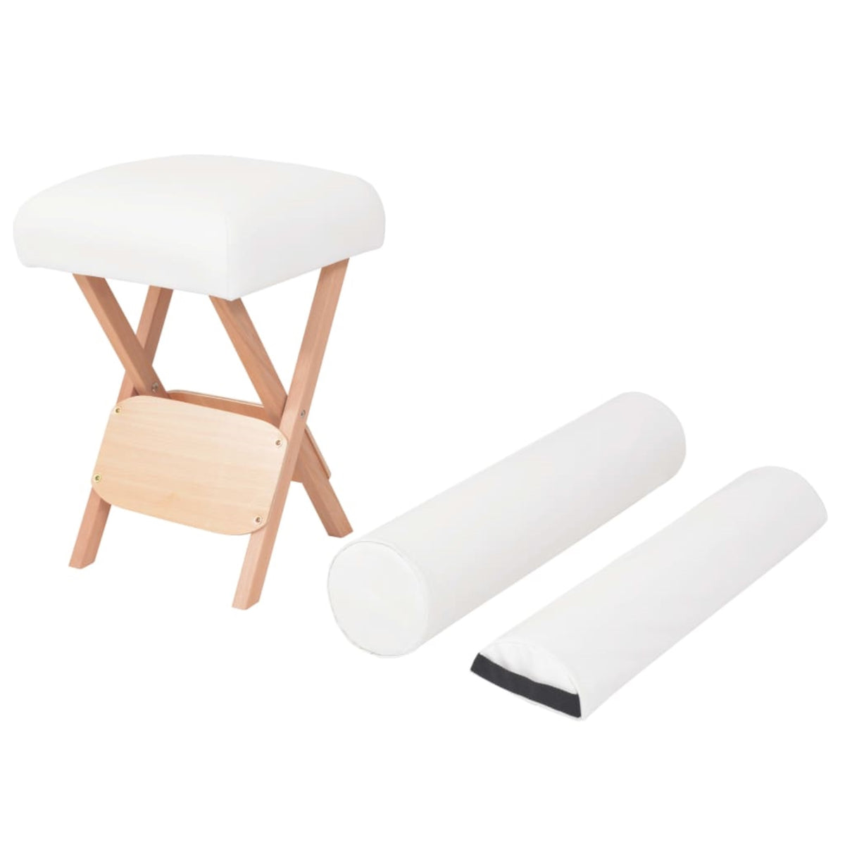 Vidaxl Folding Massage Stool With 4.7' Thick Seat & 2 Bolsters White