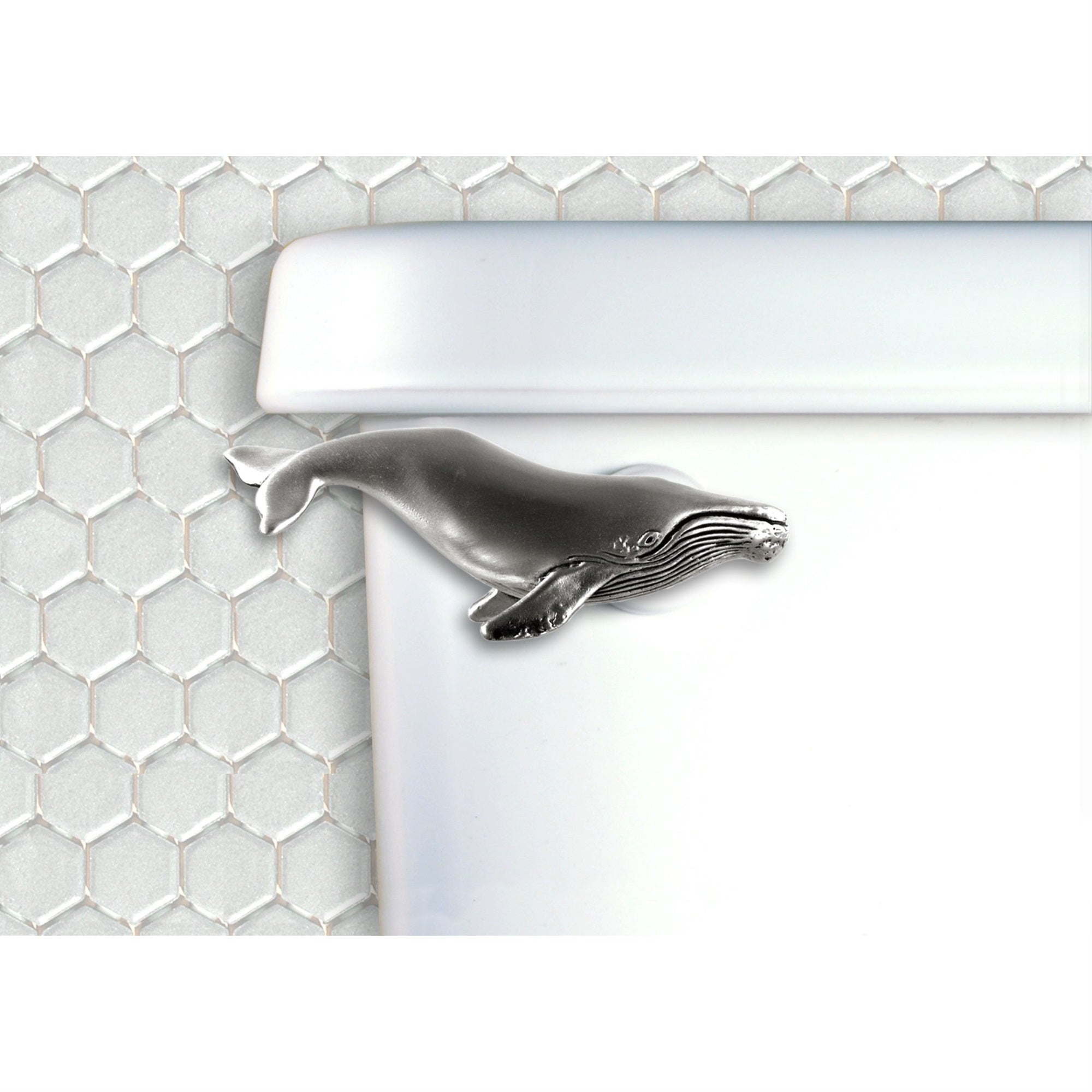 Humpback Whale Toilet Flush Handle- Front Mount- Satin Pewter