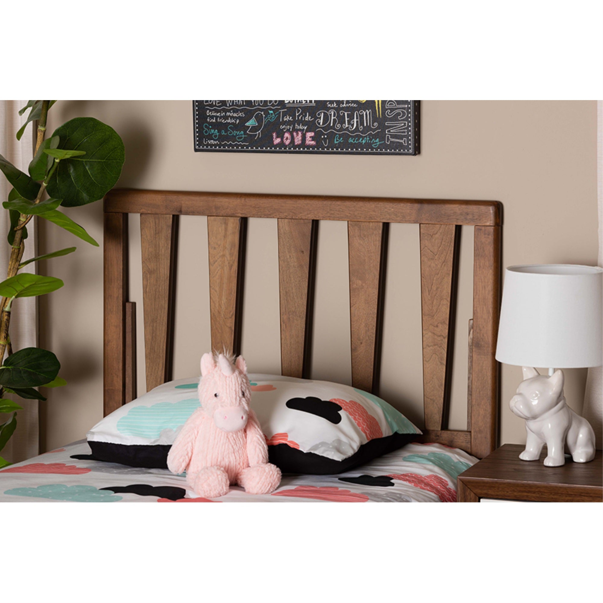 Baxton Studio Duncan Modern And Contemporary Ash Walnut Finished Wood Twin Size Headboard