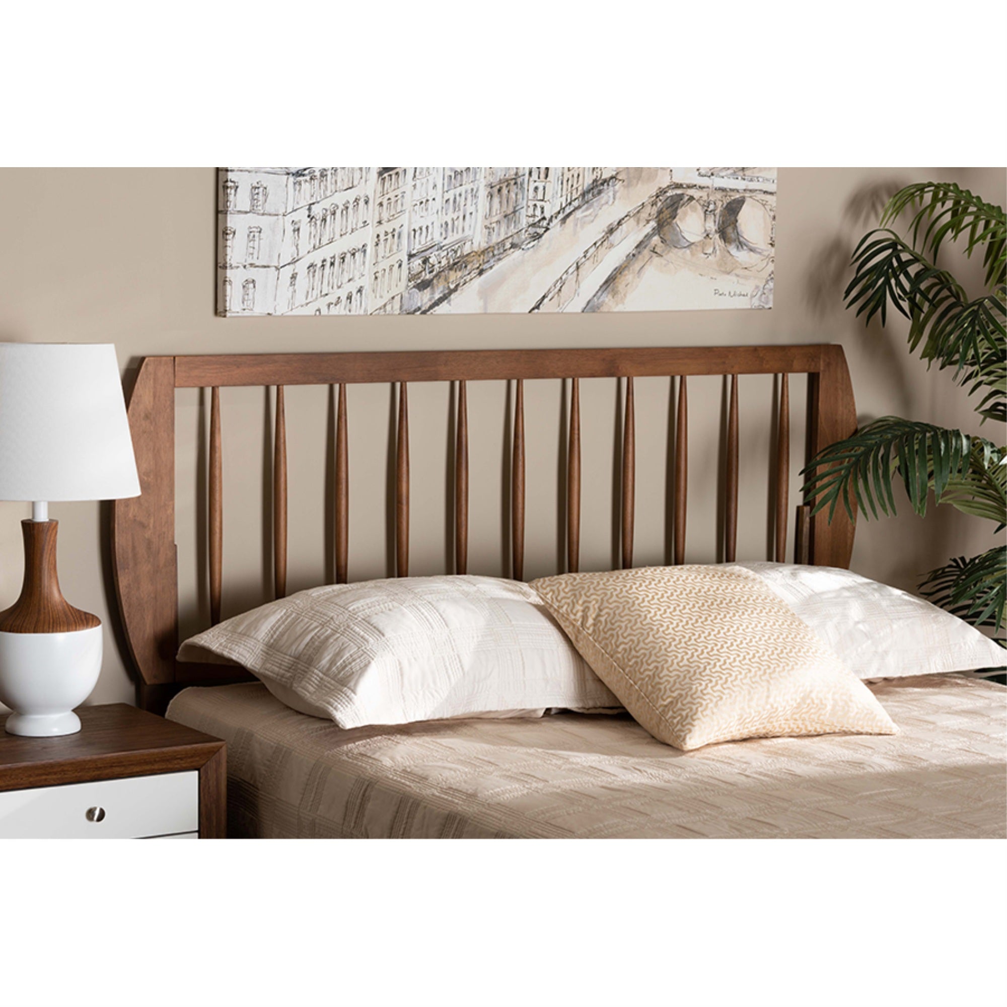 Baxton Studio Norman Modern And Contemporary Transitional Ash Walnut Finished Wood Full Size Headboard