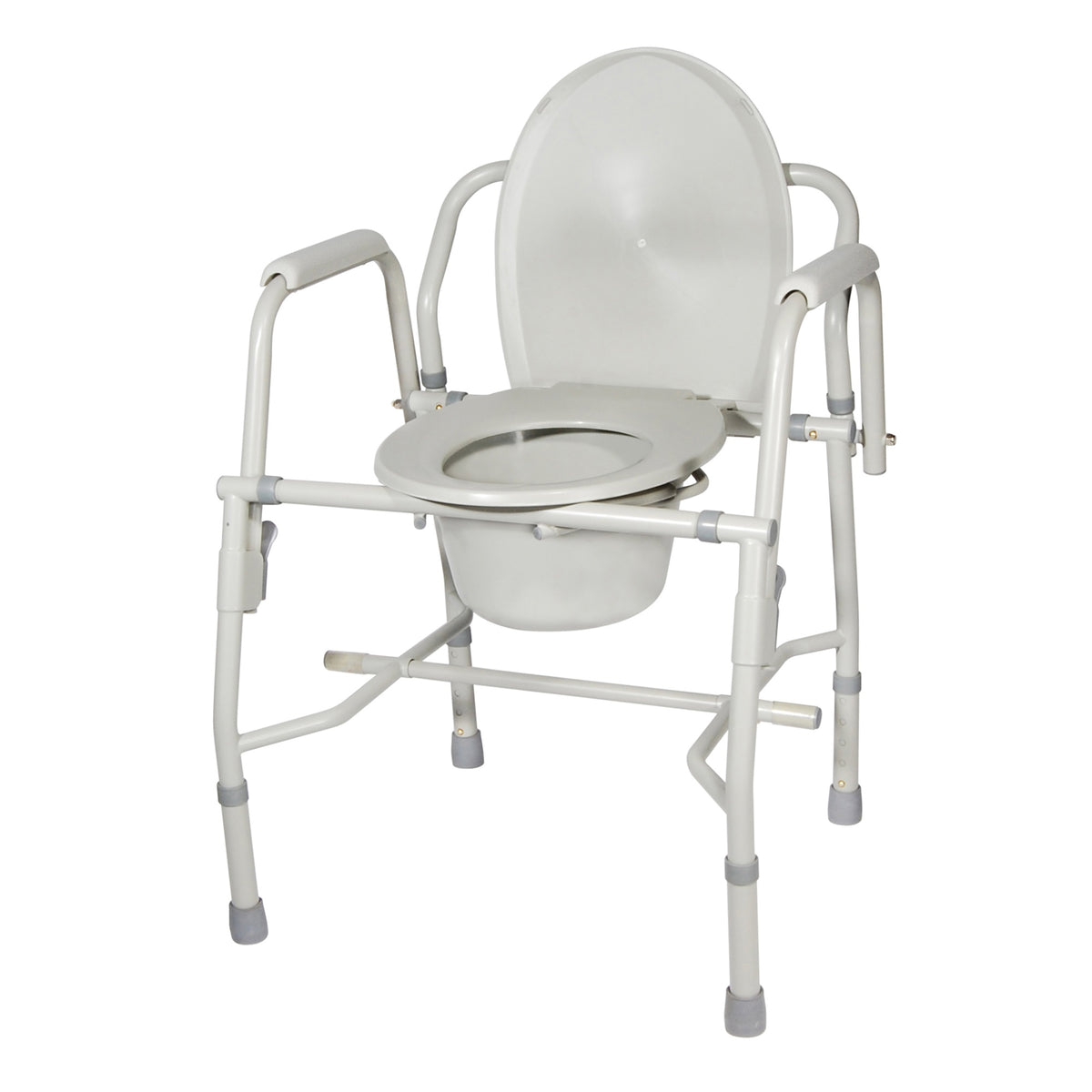 Steel Drop Arm Bedside Commode With Padded Arms