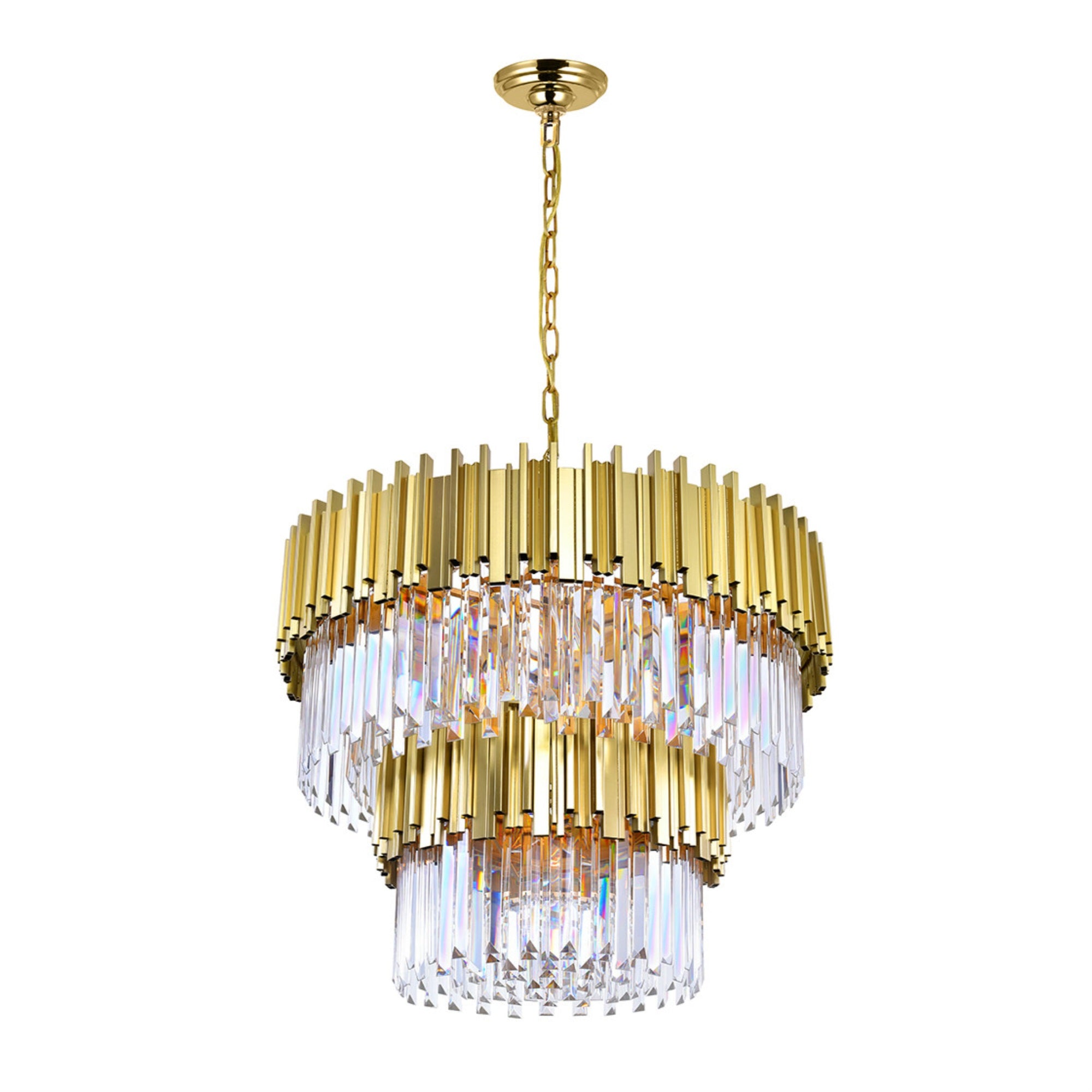 12 Light Down Chandelier With Medallion Gold Finish