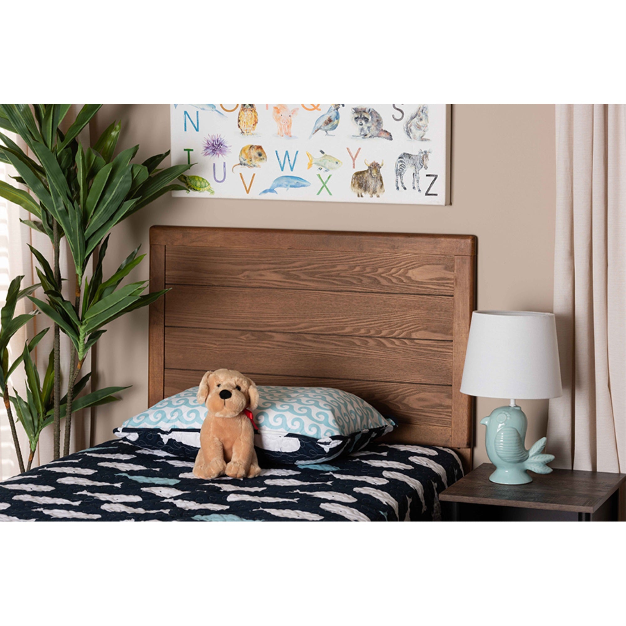 Baxton Studio Seren Mid-Century Modern Walnut Brown Finished Wood Twin Size Headboard