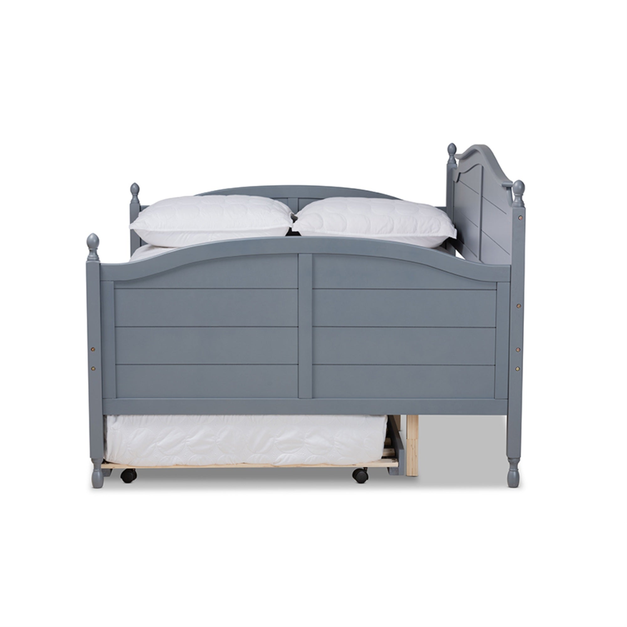 Baxton Studio Mara Cottage Farmhouse Grey Finished Wood Full Size Daybed With Roll-Out Trundle Bed