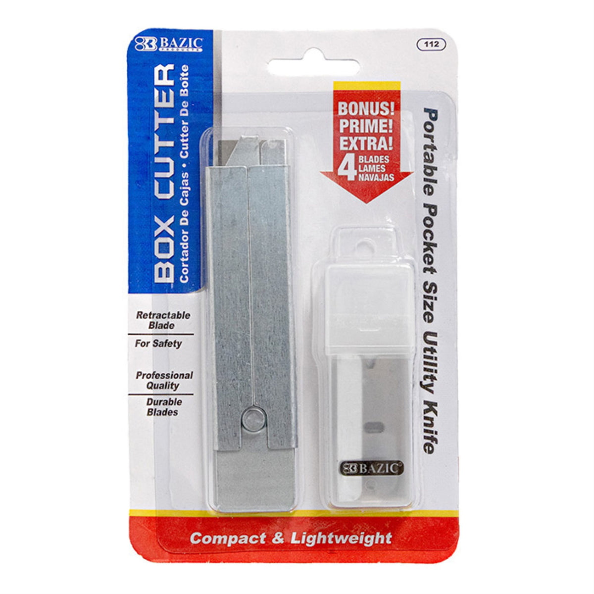 Bazic Carton Cutters W/ 4 Replacement Blades In Tube
