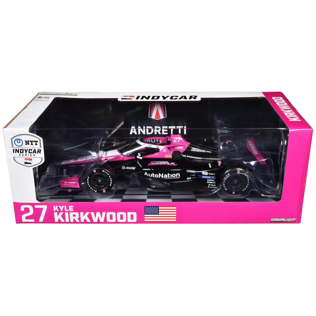 Dallara Indycar #27 Kyle Kirkwood 'Autonation' Andretti Autosport 'Ntt Indycar Series' (2024) 1/18 Diecast Model Car By Greenlight