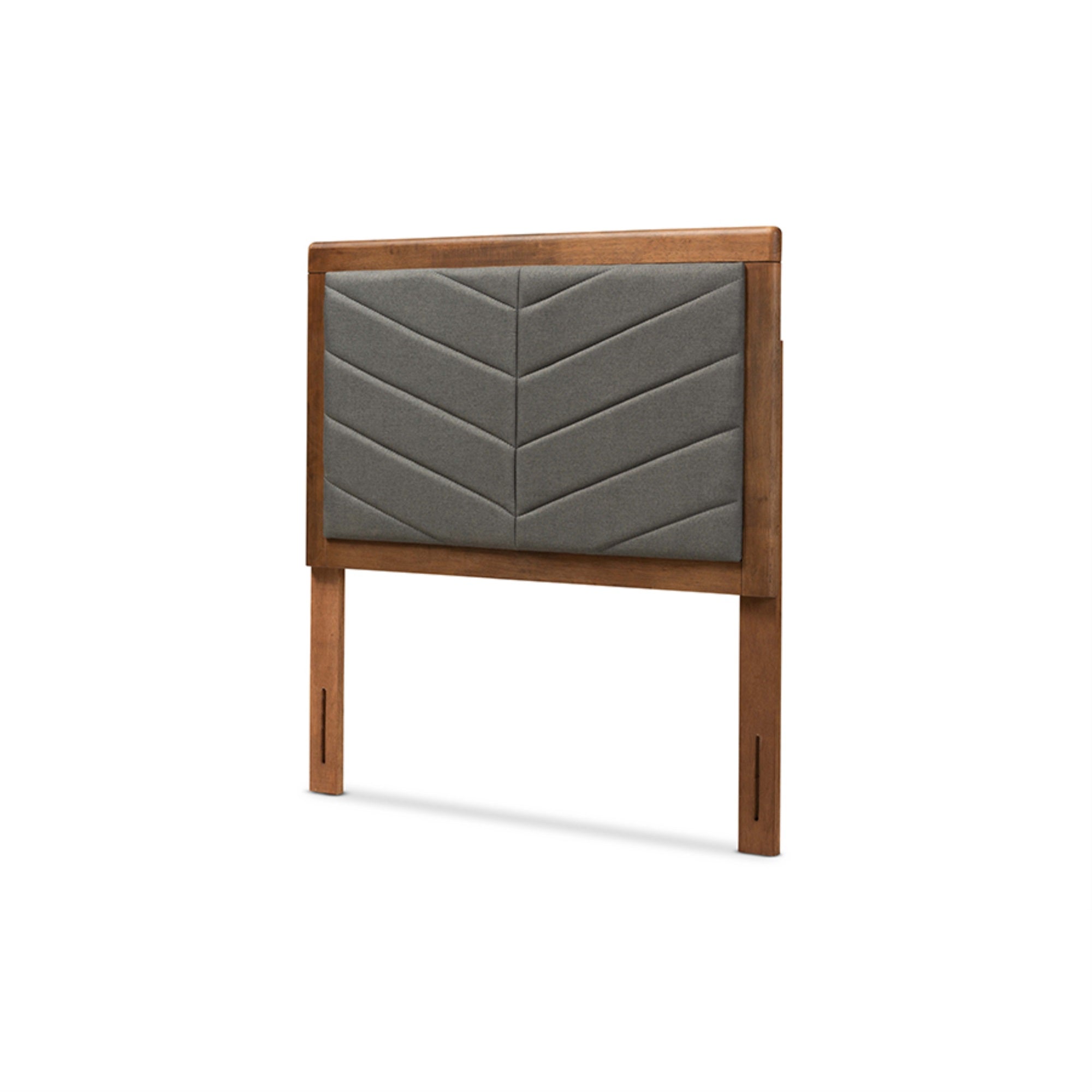 Baxton Studio Iden Modern and Contemporary Dark Grey Fabric Upholstered and Walnut Brown Finished Wood Twin Size Headboard