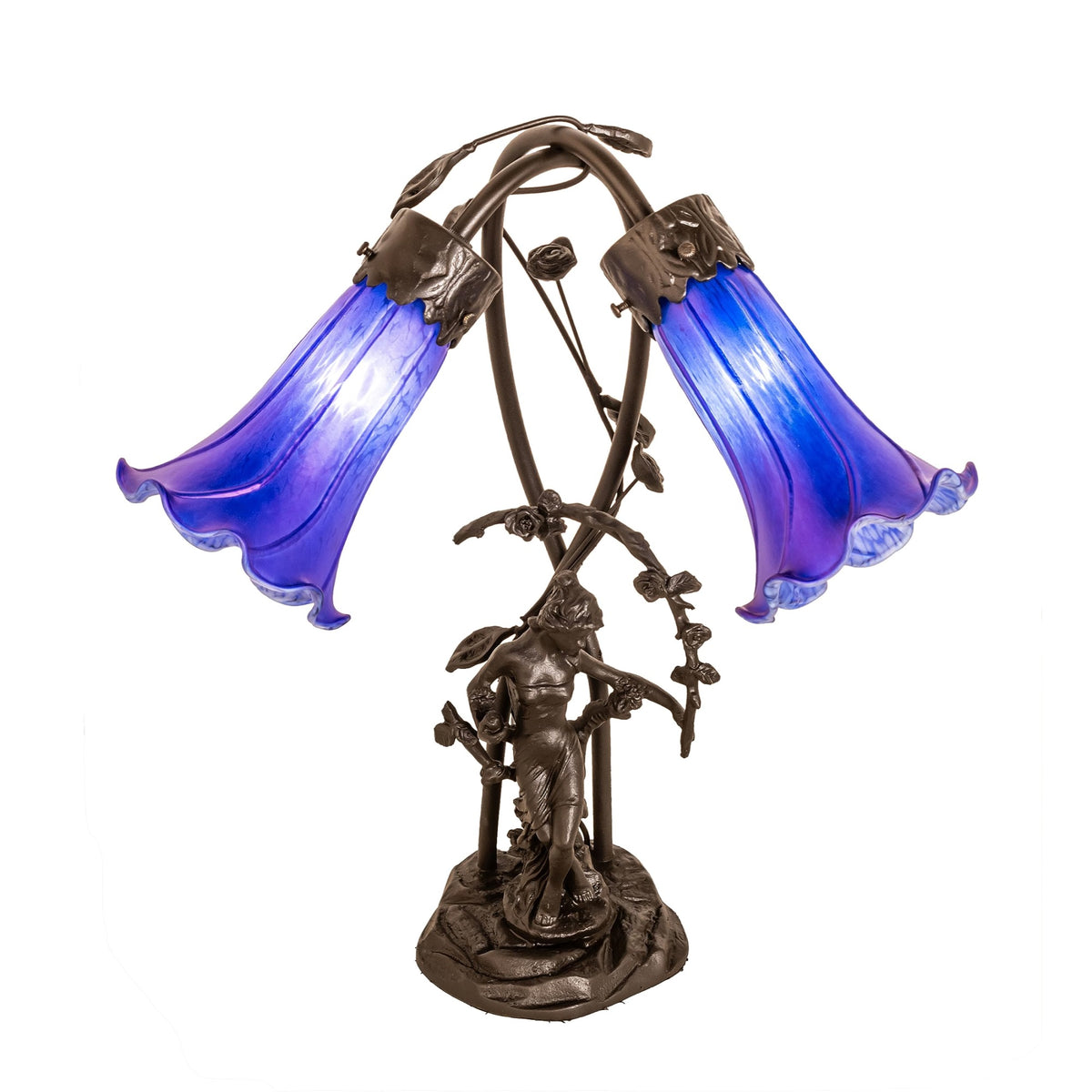 17' High Blue Tiffany Pond Lily 2 Light Trellis Girl Accent Lamp